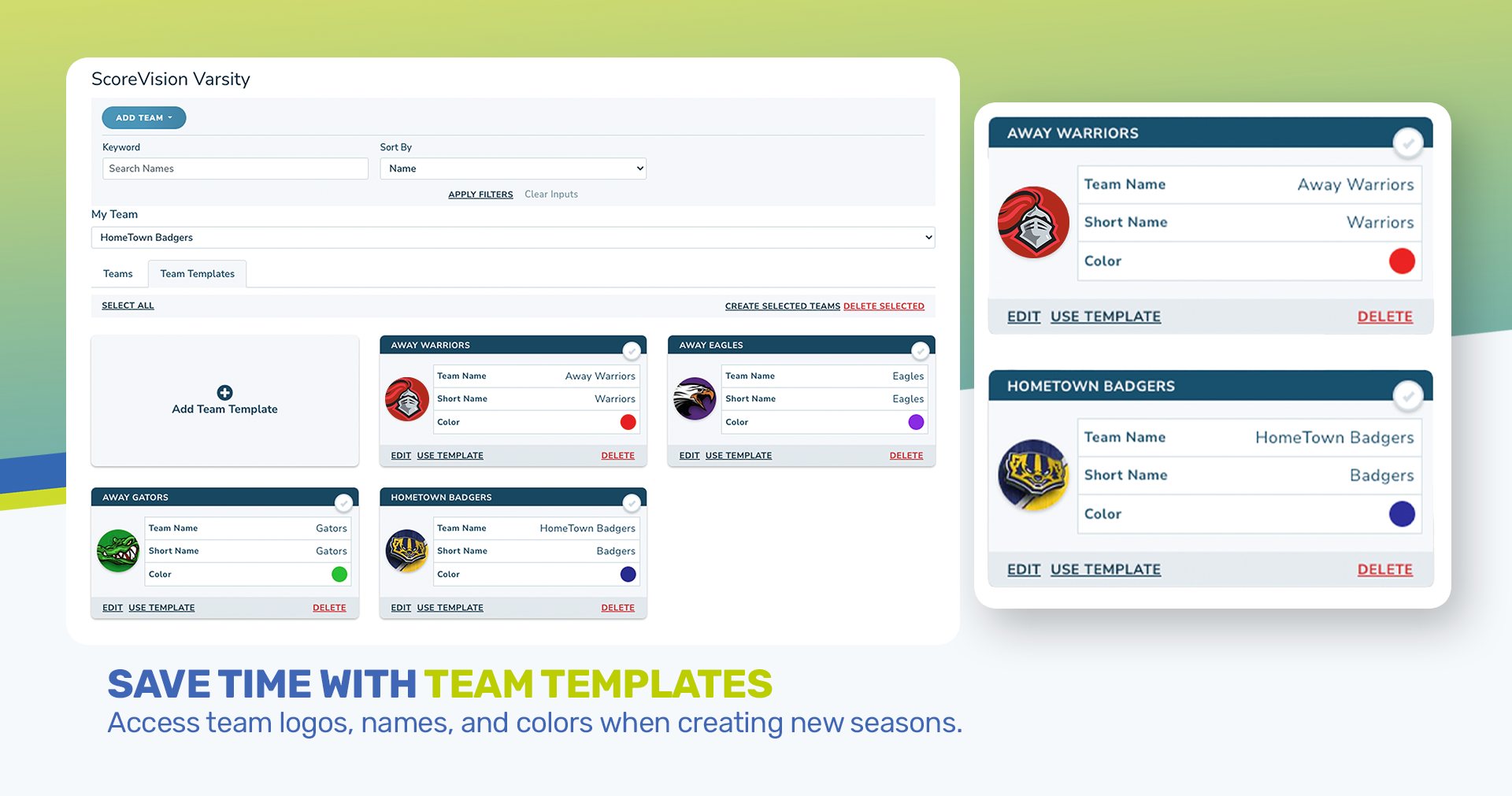 Team Templates Example